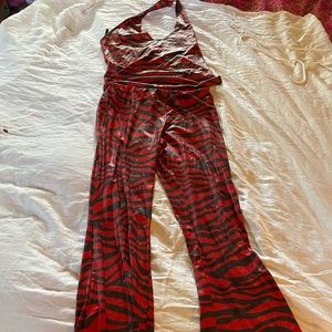 Red Black Tiger Zebra Stripe GoGo Two Piece Halter